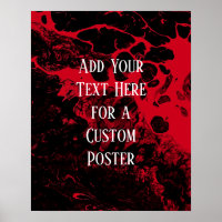 Add Your Custom Text Black & Cherry Red Marble