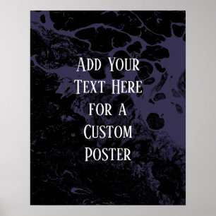 Add Your Custom Text Black & Dusty Purple Marble Poster