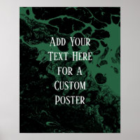 Add Your Custom Text Black & Leaf Green Marble