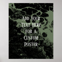 Add Your Custom Text Black & Olive Green Marble