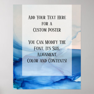 Add Your Custom Text Blue Abstract Alcohol Ink Poster