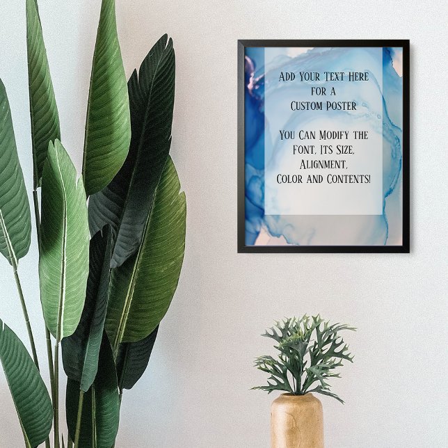 Add Your Custom Text Blue Abstract Alcohol Ink Poster (Creator Uploaded)