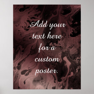 Add Your Custom Text on Rose Gold & Black Marbling Poster