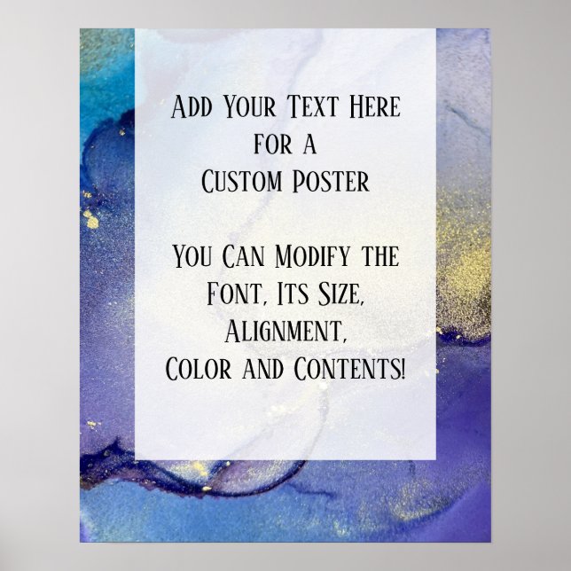 Add Your Custom Text Organic Abstract Alcohol Ink Poster (Front)