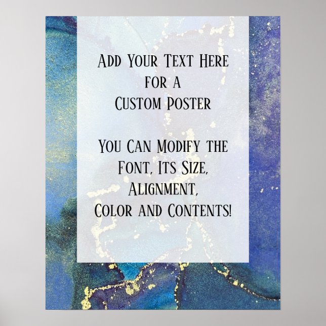 Add Your Custom Text Organic Abstract Alcohol Ink Poster (Front)