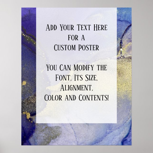 Add Your Custom Text Organic Abstract Alcohol Ink Poster (Front)