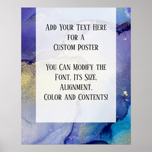 Add Your Custom Text Organic Abstract Alcohol Ink Poster (Front)