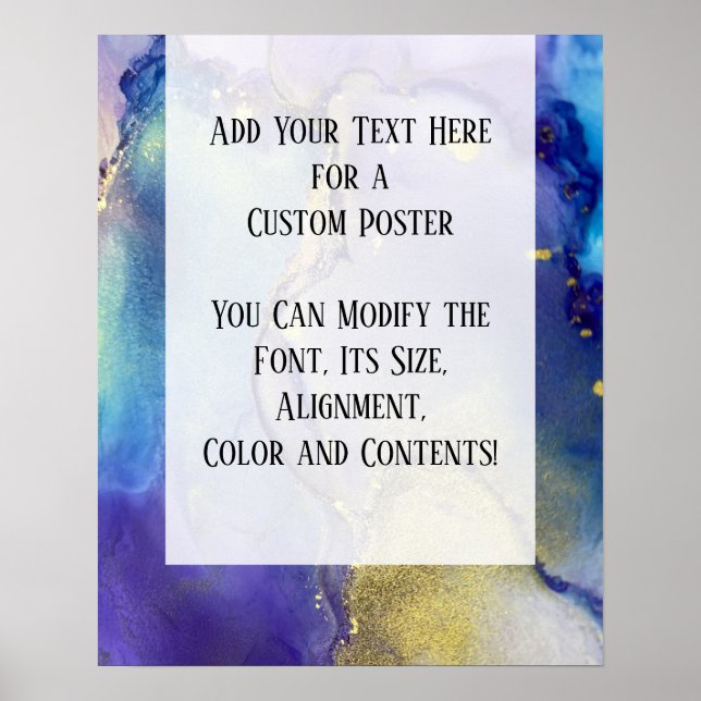 Add Your Custom Text Organic Abstract Alcohol Ink Poster (Front)