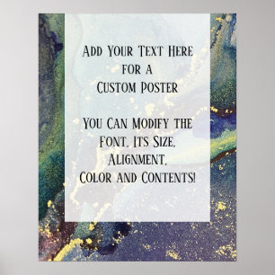 Add Your Custom Text Organic Abstract Alcohol Ink Poster