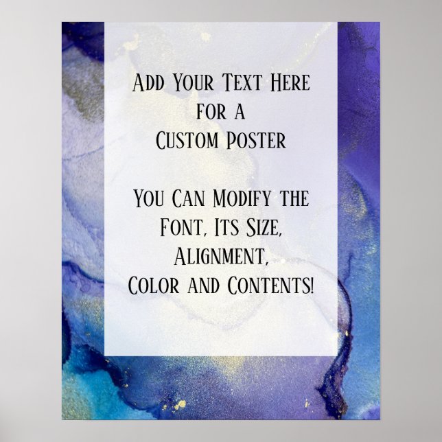 Add Your Custom Text Organic Abstract Alcohol Ink Poster (Front)