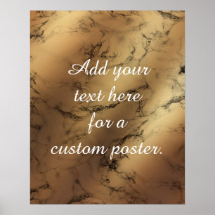 Add Your Custom Text - Script, Gold & Black Marble Poster