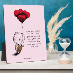 Add Your Custom Text Teddy bear valentines day Plaque