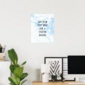 Add Your Custom Text, White & Baby Blue Marble Poster (Home Office)