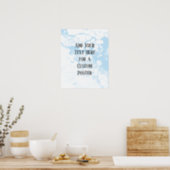 Add Your Custom Text, White & Baby Blue Marble Poster (Kitchen)