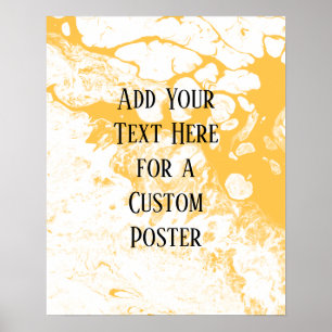 Add Your Custom Text White & Bright Apricot Marble Poster