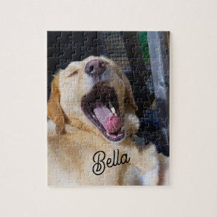 add your dog photo and text personalized custom jigsaw puzzle
