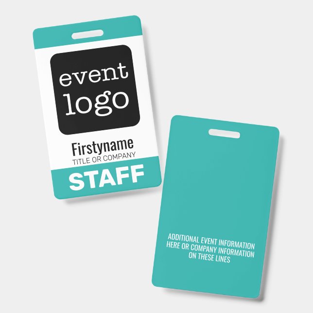 Add Your Event Logo with First Name - STAFF Badge (Front & Back)