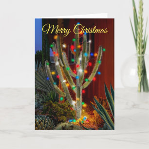 Add your family photo inside, Cactus Lights, Holiday Card