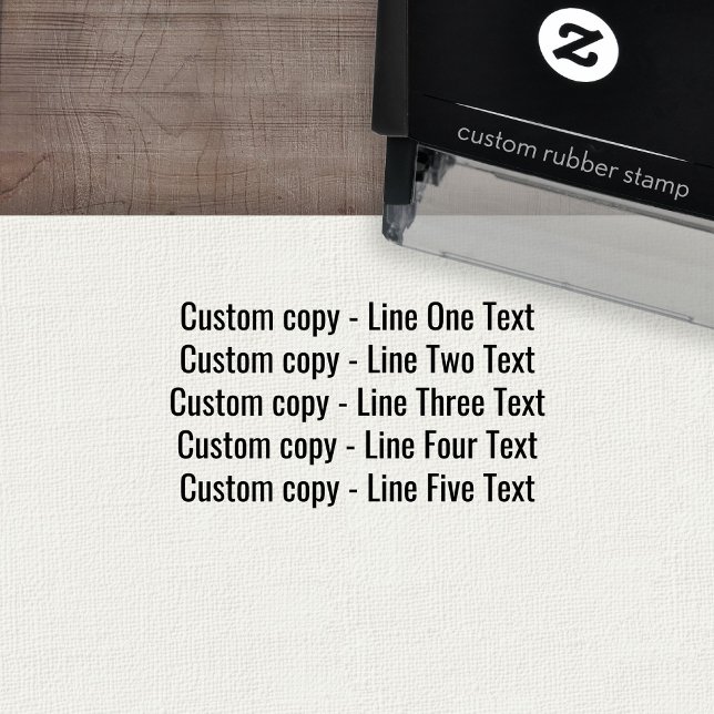 Add your favourite Text - Five Lines Sans Serif Self-inking Stamp (Custom Self-inking Rubber Stamp)