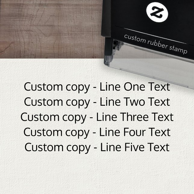 Add your favourite Text - Five Lines Sans Serif Self-inking Stamp (Custom Self-Inking Rubber Stamp)