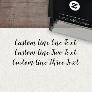 Add your favourite Text - Three Lines Script Self-inking Stamp