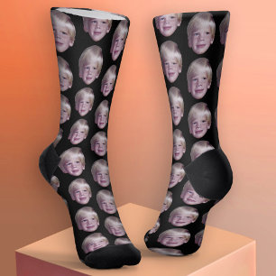 Add Your Floating Head Photo Pattern - Black Socks
