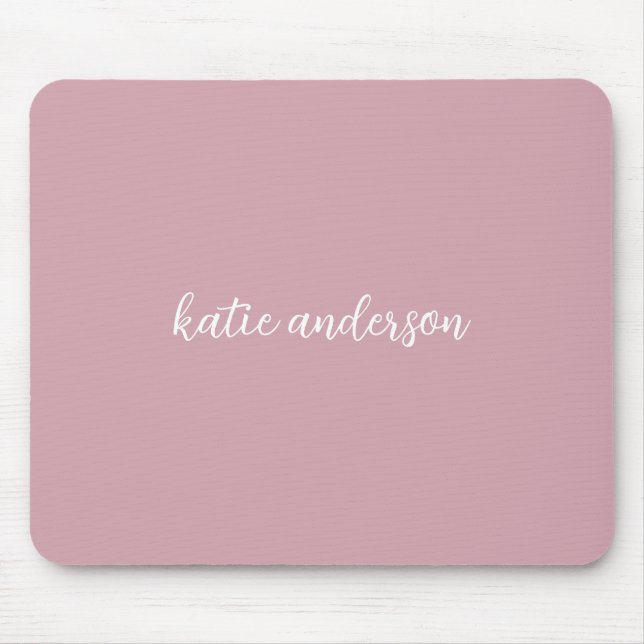 Add Your Full Name Minimal Monogram on Blush Pink Mouse Pad (Front)
