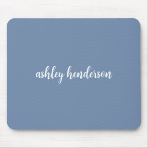 Add Your Full Name Minimal Monogram on Muted Blue Mouse Pad