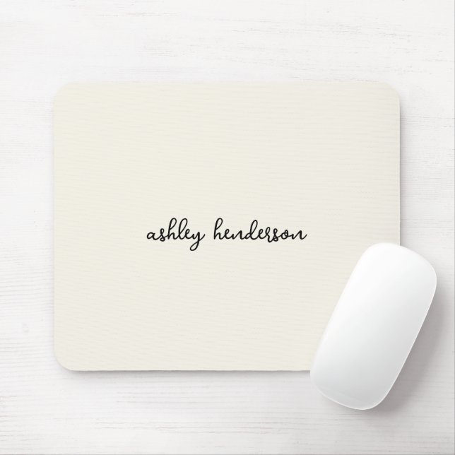 Add Your Full Name Minimal Monogram on Off White Mouse Pad (With Mouse)