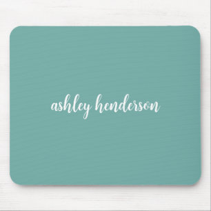 Add Your Full Name Minimal Monogram on Turquoise Mouse Pad