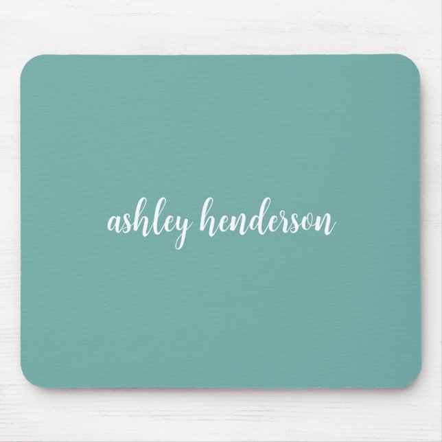Add Your Full Name Minimal Monogram on Turquoise Mouse Pad (Front)