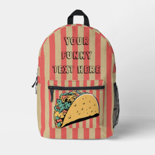 Add your Funny quote Cool Taco Retro Stripes Printed Backpack