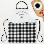 Add Your Image or Logo, Black White Buffalo Plaid Apron<br><div class="desc">Personalize this beautiful black and white chequered pattern apron with your own image or logo on the top white section. Ideal for adding company logo or personal images making this apron your very own creation!  Unique great gift idea or as part of your staff uniform!</div>