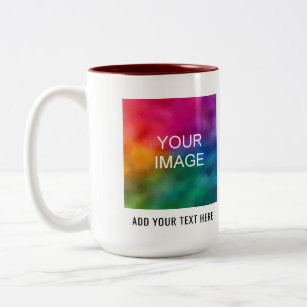 Add Your Image Photo Business Logo Text Template Two-Tone Coffee Mug