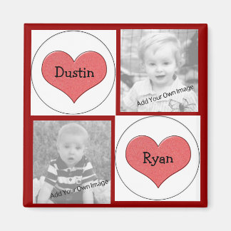 Add Your Info, Red Hearts Photo Magnet