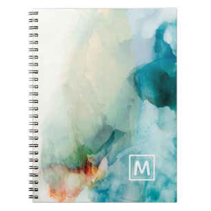 Add Your Initial Aversion - Blue Watercolor Notebook
