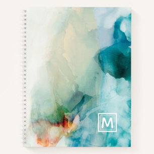 Add Your Initial Aversion - Blue Watercolor Notebook