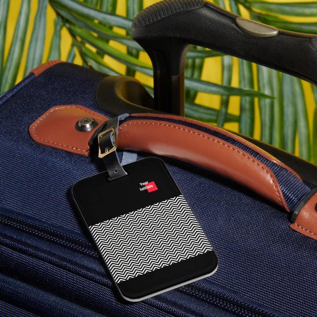 Add Your Initial Black  Luggage Tag (Front Insitu 1)