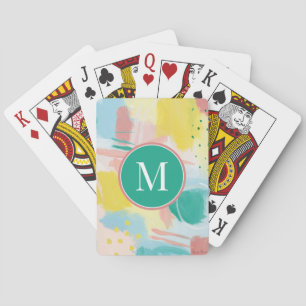 Add Your Initial   Fresh Face Abstract Playing Cards