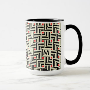 Add Your Initial   Geometric Lines Pattern Mug