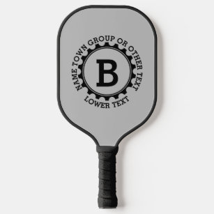 Add Your Initial Name or Own Text Black Geometric  Pickleball Paddle
