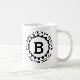 Add Your Initial Name or Own Text Mechanic A B C D Coffee Mug