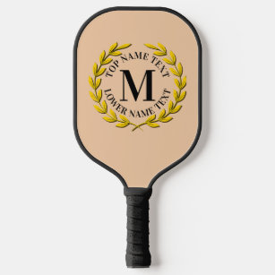 Add Your Initial, Name or Text Gold Wreath Pickleball Paddle