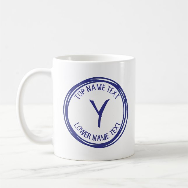 Add Your Initial Name or Text Hand Drawn X Y Z Coffee Mug (Left)