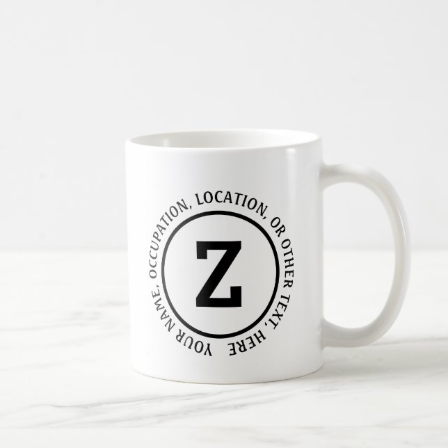 Add Your Initial Name & Other Details Text X Y Z Coffee Mug (Right)