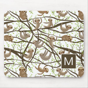Add Your Initial   Smiling Sloth Pattern Mouse Pad