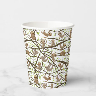 Add Your Initial Smiling Sloth Pattern Paper Cups
