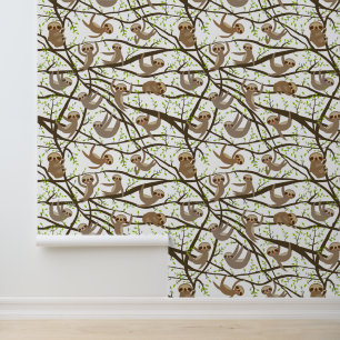 Add Your Initial   Smiling Sloth Pattern Wallpaper