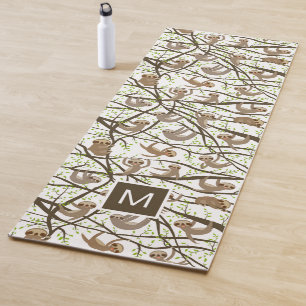 Add Your Initial   Smiling Sloth Pattern Yoga Mat