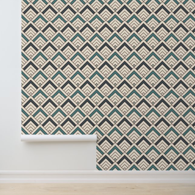 Add Your Initial | Teal Geometric Pattern Wallpaper (Application)